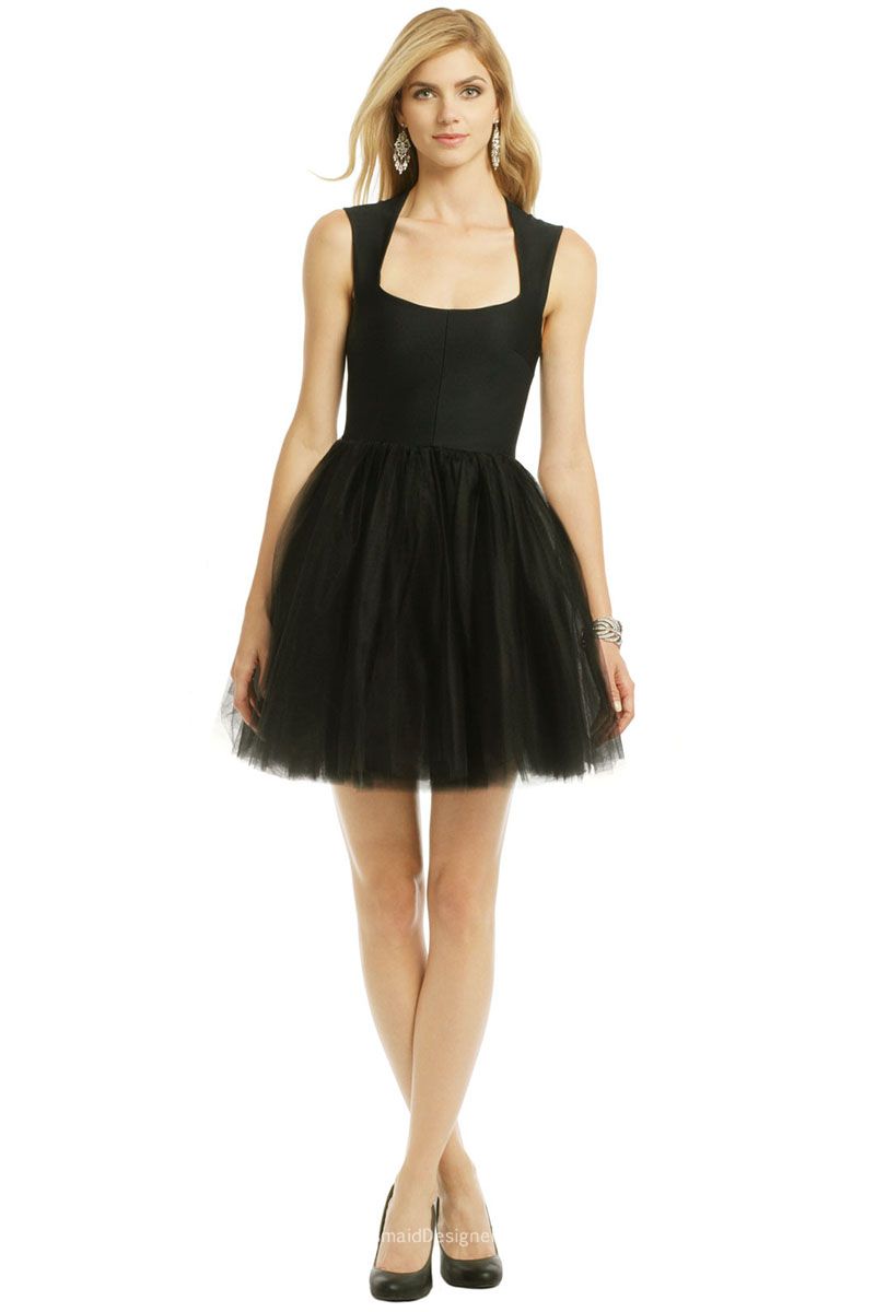 black-sleeveless-satin-short-layered-tulle-cocktail-length-bridesmaid-dress-1